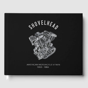 HD Motorcycle Vtwin Shovelhead Engine Drawing Bike Guest Book