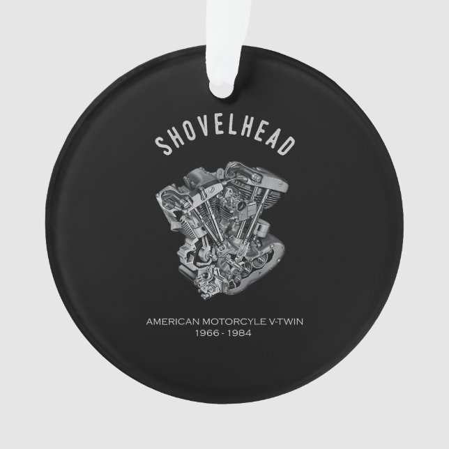 HD Motorcycle Vtwin Shovelhead Engine Drawing Bike Ornament (Front)