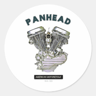 HD PanHead Retro V-Twin Engine Motorcycle 48 -65 b Classic Round Sticker