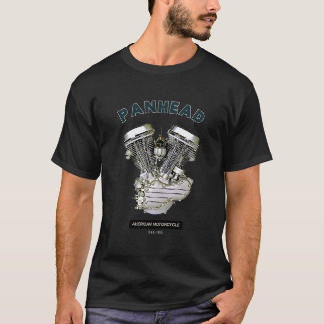 Hd Panhead V-Twin Engine Motorcycle 4865 Biker Gea T-Shirt (Front)