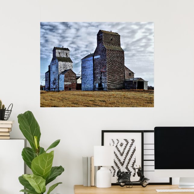 HDR Autumn prairie sentinels Poster Prrint (Home Office)