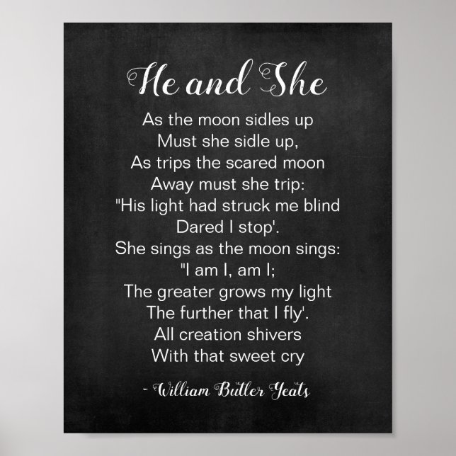 He and She Poem Black and White Poster (Front)