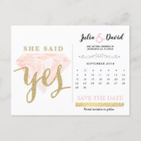 he ask, she said yes gold sparkle and pink diamond