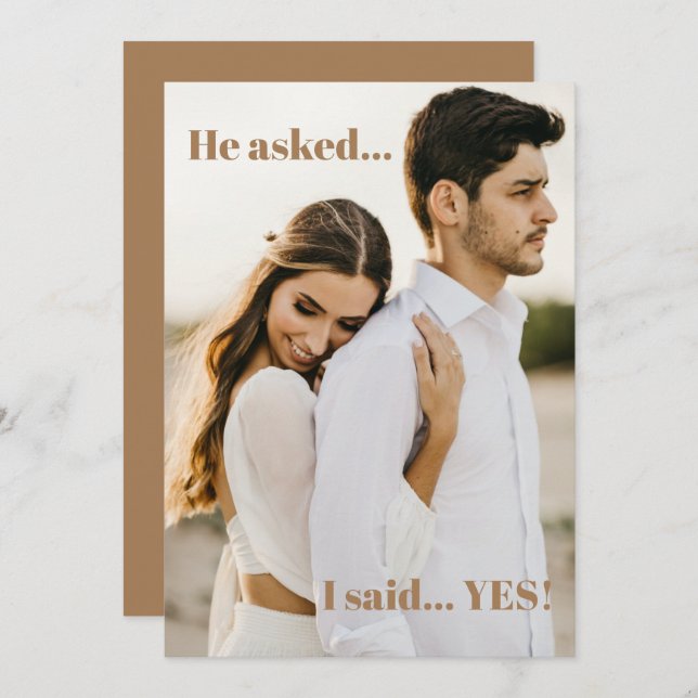 He Asked I Said Yes Engagement Party Invitation (Front/Back)