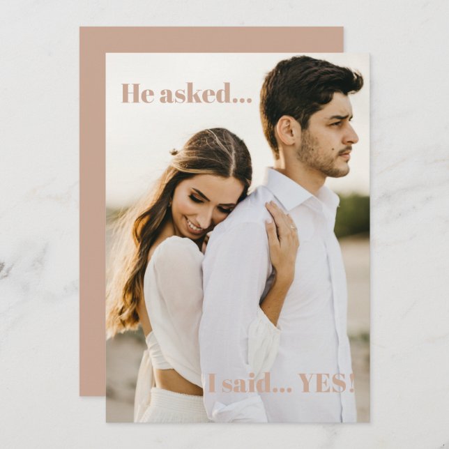 He Asked I Said Yes Engagement Party Invitation (Front/Back)