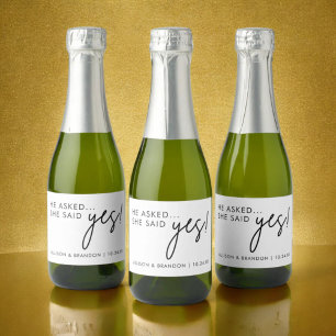 He Asked She said Yes Engagement Party Favours Sparkling Wine Label