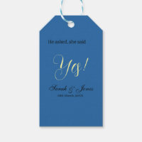 He asked she said yes engagement simple blue yello