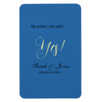 He asked she said yes engagement simple blue yello