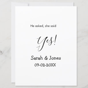 He asked she said yes engagement simple minimal
