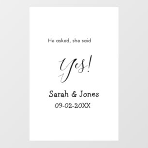He asked she said yes engagement simple minimal