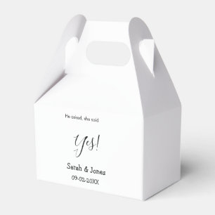 He asked she said yes engagement simple minimal  favour box