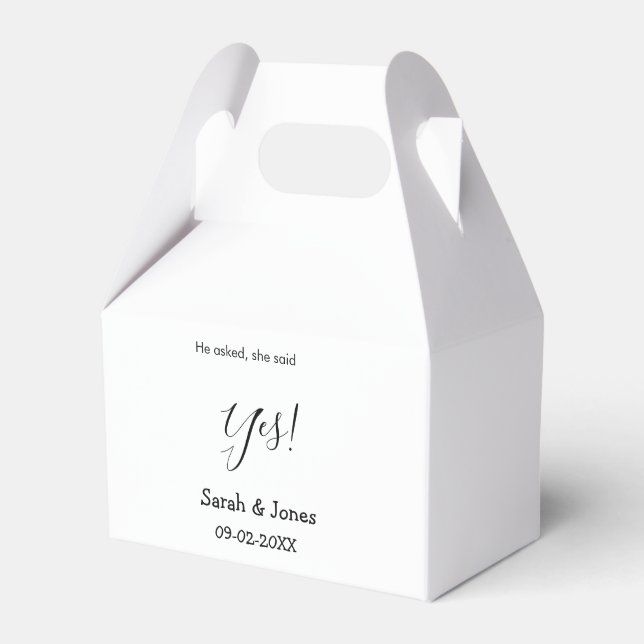 He asked she said yes engagement simple minimal  favour box (Front Side)