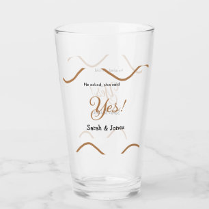 He asked she said yes engagement simple minimal  glass