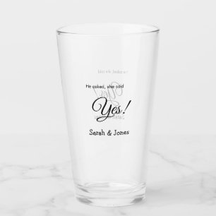 He asked she said yes engagement simple minimal  glass