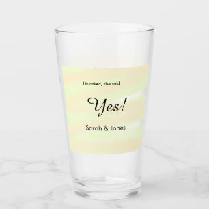 He asked she said yes engagement yellow pastel  glass