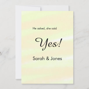 He asked she said yes engagement yellow pastel invitation