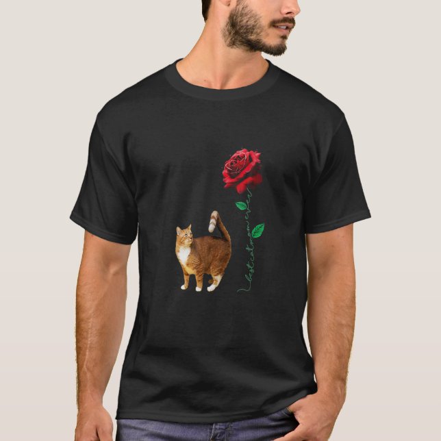 He Best Mum Forever Red Rose Curious Standing Cat T-Shirt (Front)