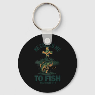 He called to fish camo bass fishing christian key ring