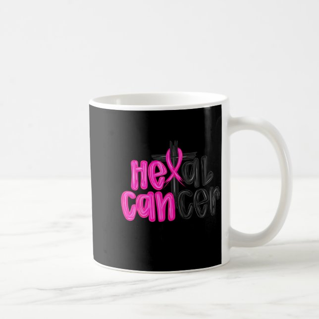 He Can Heal Cancer Believe God Christian Breast Ca Coffee Mug (Right)