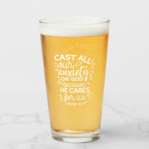 He Cares for You – Encouraging Christian Quote Glass