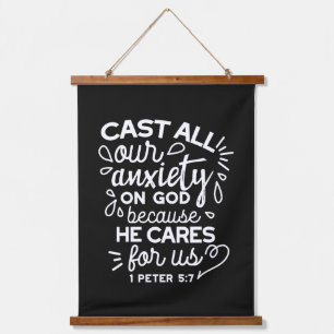 He Cares for You – Encouraging Christian Quote Hanging Tapestry