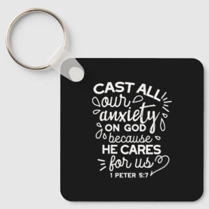 He Cares for You – Encouraging Christian Quote Key Ring