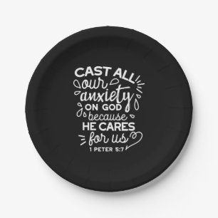 He Cares for You – Encouraging Christian Quote Paper Plate