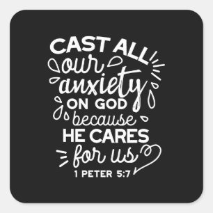 He Cares for You – Encouraging Christian Quote Square Sticker