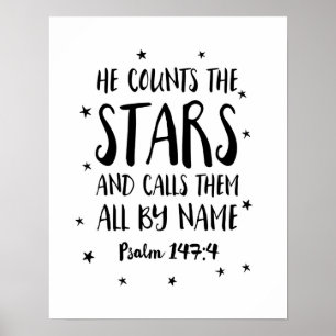 He counts the stars Psalms kids print poster