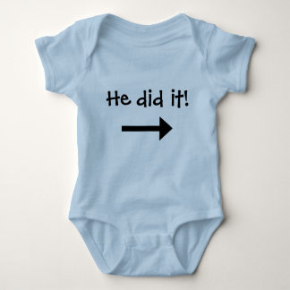 He did it! Boy left pointing arrow Baby Bodysuit