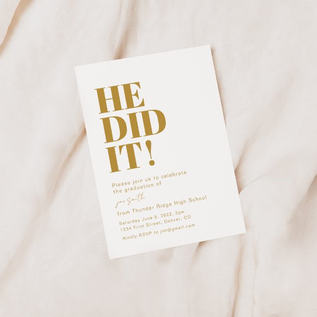 He Did It! Graduation Party Invitation Template (Creator Uploaded)