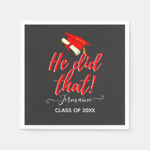 He Did That Red Funny Graduation Napkin