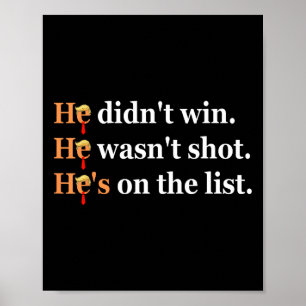 He Didn't Win He-wasn't Shot Funny Trump Design  Poster
