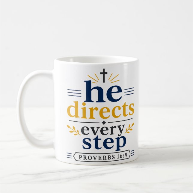 He Directs Every Step Inspirational Scripture Coffee Mug (Left)
