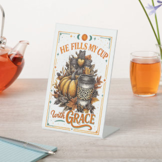 He Fills My Cup...  Pedestal Sign