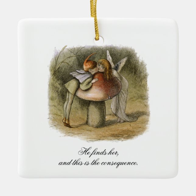 He Finds Her Romantic Fairy Valentine's Day Ceramic Ornament (Front)
