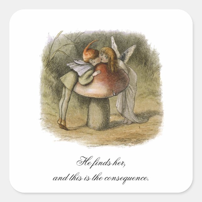 He Finds Her Romantic Fairy Valentine's Day Square Sticker (Front)