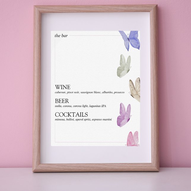 He gives her butterflies Bridal Shower Bar Sign (Open bar sign he gives her butterflies bridal shower )