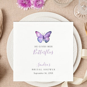 He Gives her Butterflies Bridal Shower Butterfly Napkin
