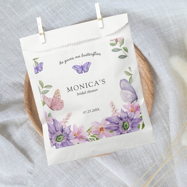 He gives her butterflies Bridal Shower Elegant Favour Bags (He gives her butterflies favor bags)
