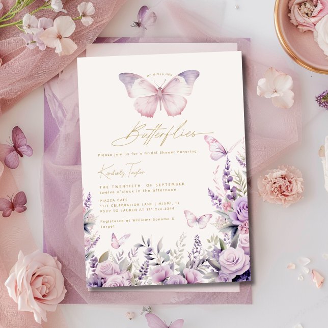He Gives Her Butterflies Wildflowers Bridal Shower Invitation (Creator Uploaded)