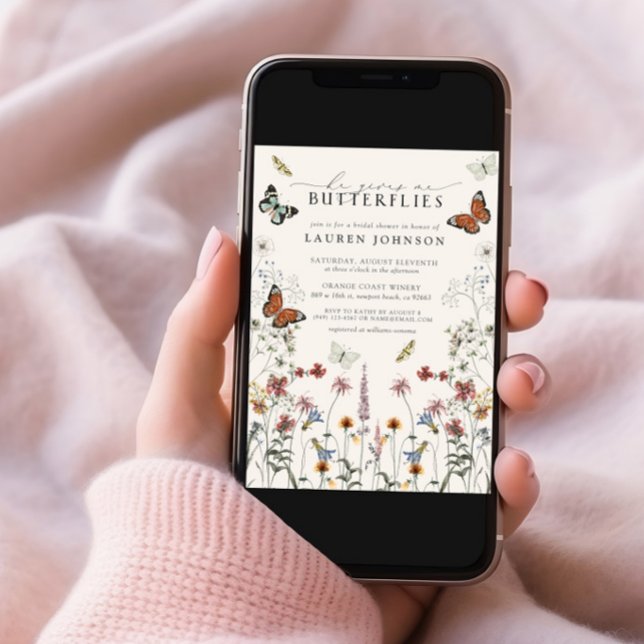 He Gives Me Butterflies Boho Bridal Shower Invitation (Creator Uploaded)