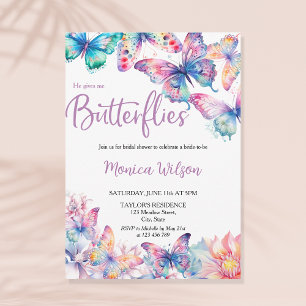 He Gives Me Butterflies Botanical Spring Garden Invitation