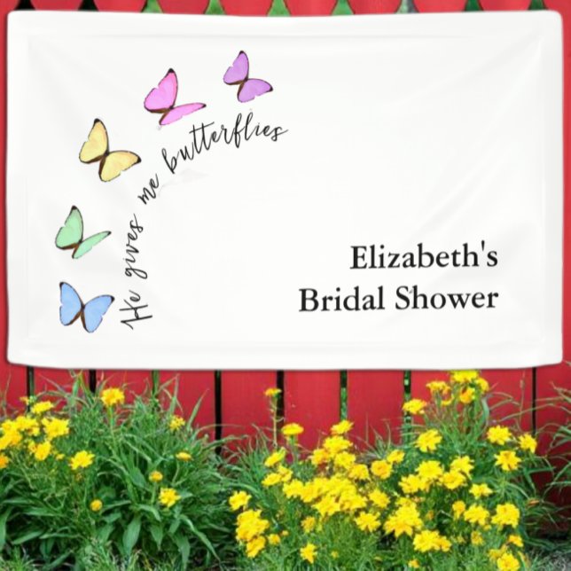He Gives Me Butterflies Bridal Shower Banner (Creator Uploaded)