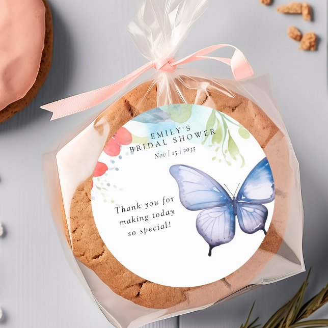 He Gives Me Butterflies Bridal Shower Classic Round Sticker (Creator Uploaded)