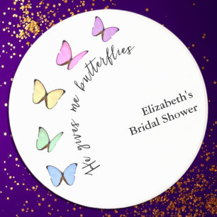 He Gives Me Butterflies Bridal Shower Coaster