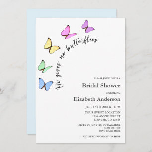 He Gives Me Butterflies Bridal Shower Invitation