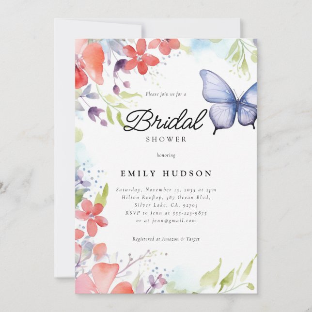 He Gives Me Butterflies Bridal Shower Invitation (Front)