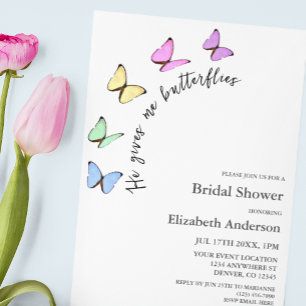 He Gives Me Butterflies Bridal Shower Invitation