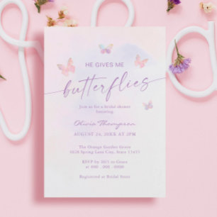 He Gives Me Butterflies Bridal Shower Invitation